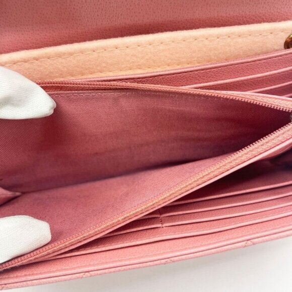 Authentic CHANEL CC Lambskin Quilted Box Flap Wallet on Chain Pink Shoulder WOC - Picture 10 of 14